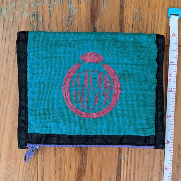 Vintage Colour Block Wallet Turquoise Pink Purple Black 80s Retro - Picture 6 of 9